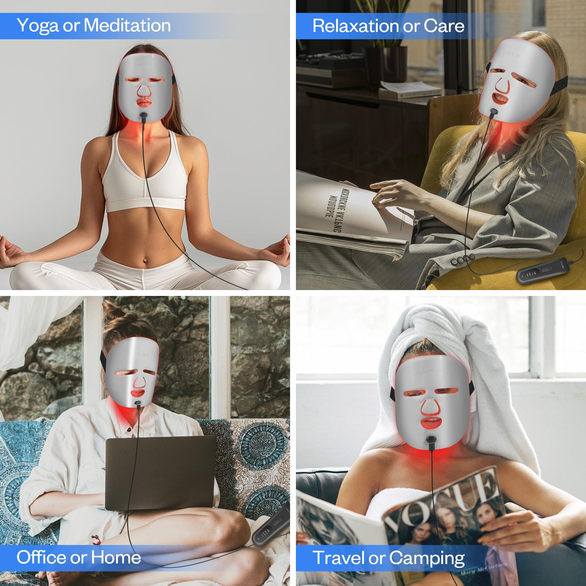 LuxReyan Blue Red Light Therapy Mask for Face, Red + Infrared Light Therapy Mask for Face, 4 Modes LED Face Mask Skincare at Home, Grey
