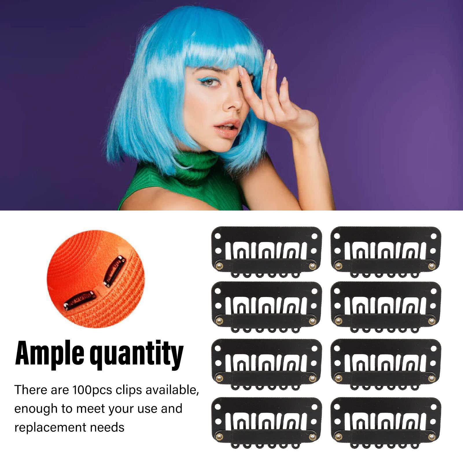 NSXAYIWE Hair Extension Clips, 100Pcs 6 Teeth U Shape Wig Clips, Stainless Steel Extension Hair Clips, Wig Clips Compatiable for Wigs, Hair Braiding