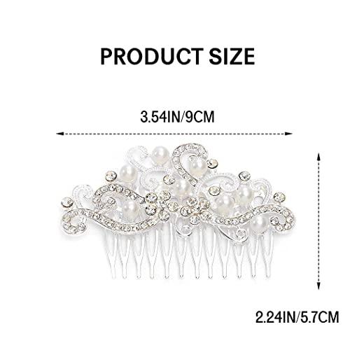 Yean Yean Decorative Bride Wedding Hair Combs with Rhinestones Bridal Hair Accessories for Bridesmaids (Silver)