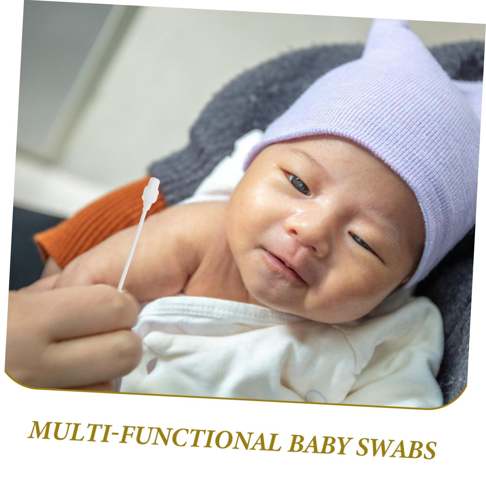 GLEAVI 100pcs Double Ended Cotton Wwabs Ear Wax Cotton Swab Baby Safety Cotton Bud Stick Swab Baby Ear Wax Cleaner Toddler Cotton Swab Large Tips Design Swab Ear Cotton Stick Earpick Swab