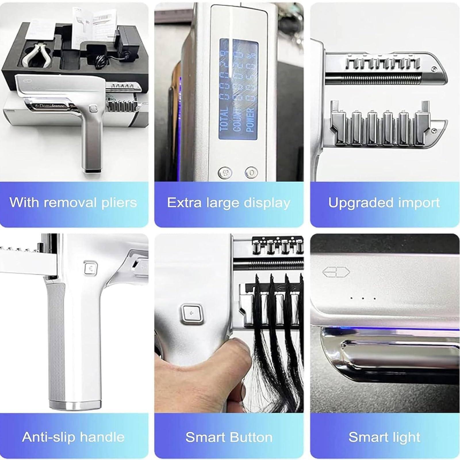 JOSKAA 6D Third Generation Smart Hair Extension Machine, 5-Pin No-Trace Hair Extensions Tool with Pliers, Fast Installation and Removal for Salon Human Hair