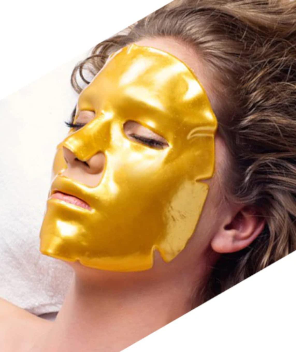 AM99 Gold Gel Collagen Facial Masks - 24K Gold Firming Face Mask -Gold Face Mask(5 pc) -Vegan Gold Facial Mask -Anti Aging, Puffiness, Moisturizing, Deep Tissue Rejuvenation and Hydrates Skin