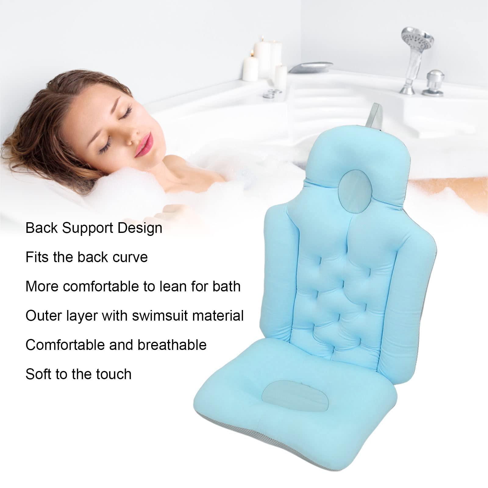Wttfc 2Pcs Bathtub Cushion, Full Body Spa Bath Pillow Cushion, Soft Breathable Folding Bathtub Cushion Mattress, Comfort Head Rest and Back & Tailbone Support