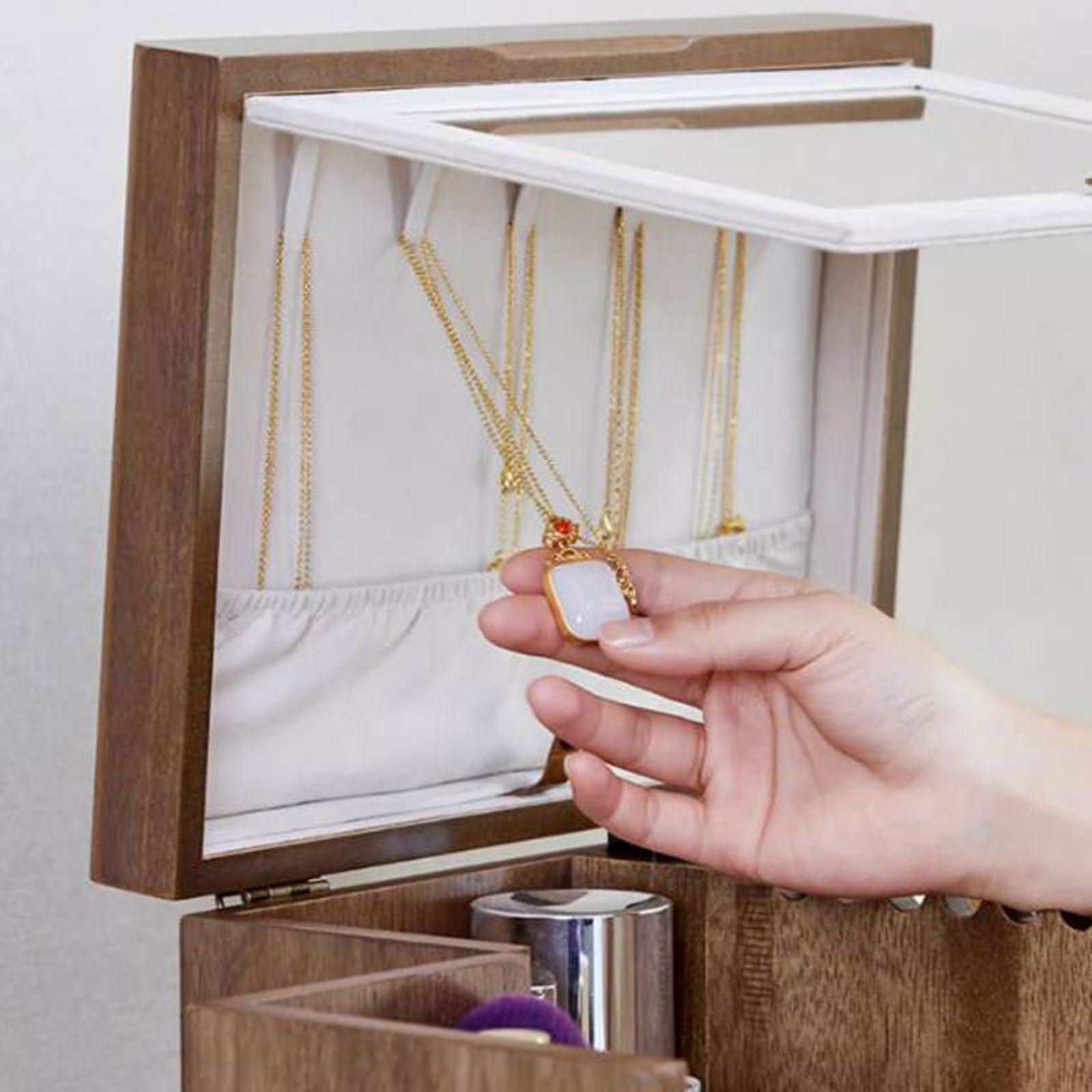 CLoxks makeup organizer Wood Makeup Cosmetic Storage Organizer Box Cabinet with Drawers and Makeup Mirror, Multi-Function Cosmetic Large Capacity Make up Shelf Cosmetics Organizer Box, for Skincare, Lipstick