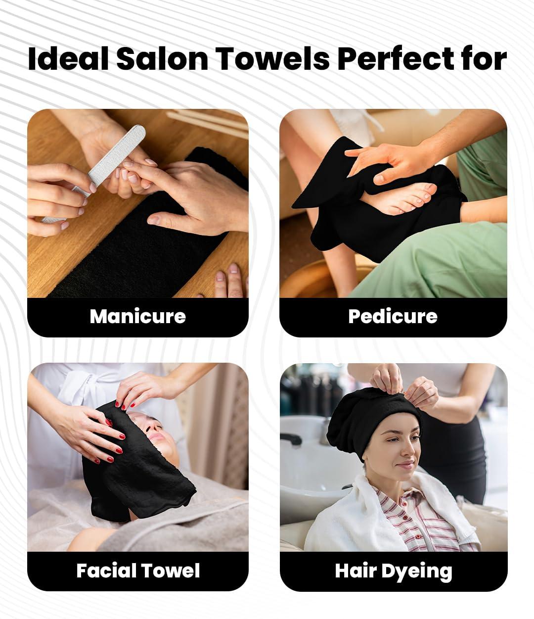 Avalon Towels Avalon Towels Salon Towels - Black Hand Towels Bulk 24 Pack - 100% Cotton Hand Towels 16x27 inches - Absorbent Spa Towels, Facial Towels, Face Towels & Gym Towels for Working Out (Not Bleach Proof)