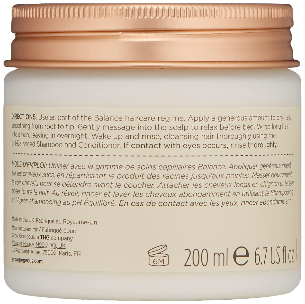 Grow Gorgeous Grow Gorgeous Balance Shine-Enhancing Over Night Hair Mask - For Soft, Frizz Free, Shiny Hair - Vegan, 6.76 oz