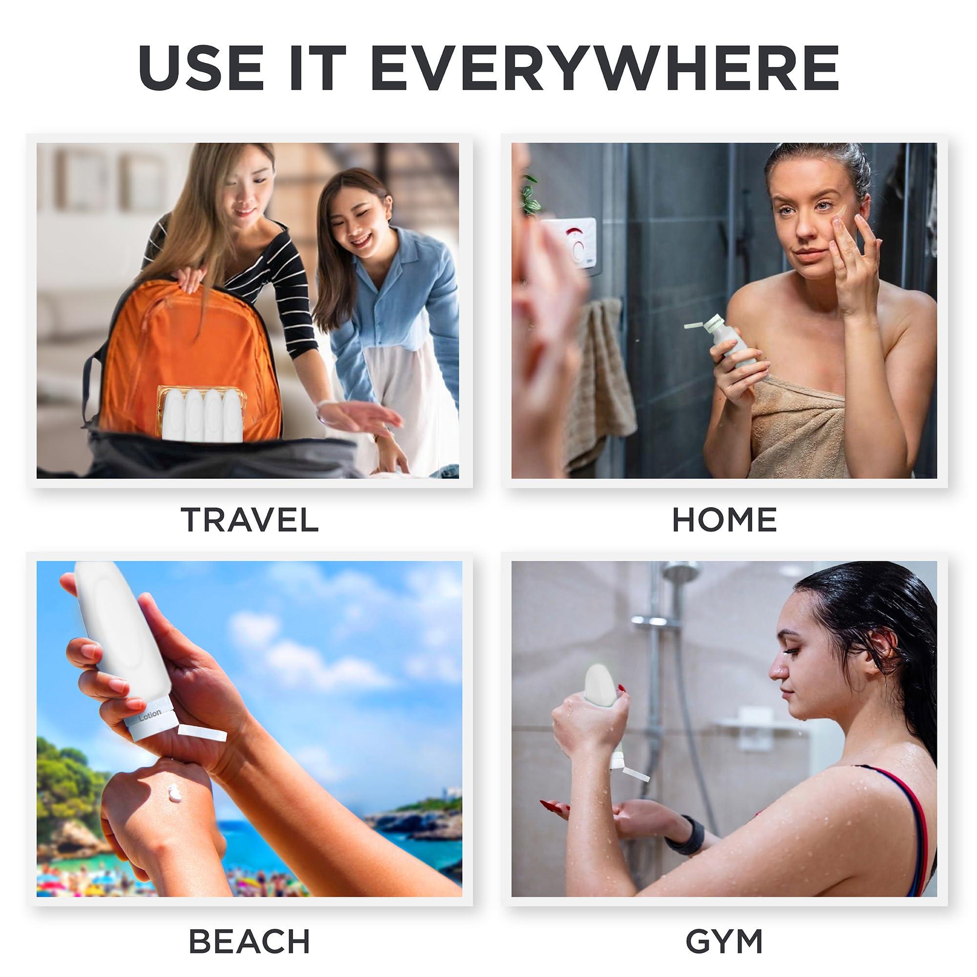 Dot&Dot Dot&Dot Leak Proof Travel Bottles for Toiletries - TSA Approved Travel Shampoo Bottles - 3oz Travel Shampoo and Conditioner Bottles - Travel Size Toiletries - 3 oz Silicone Travel Bottles with Labels