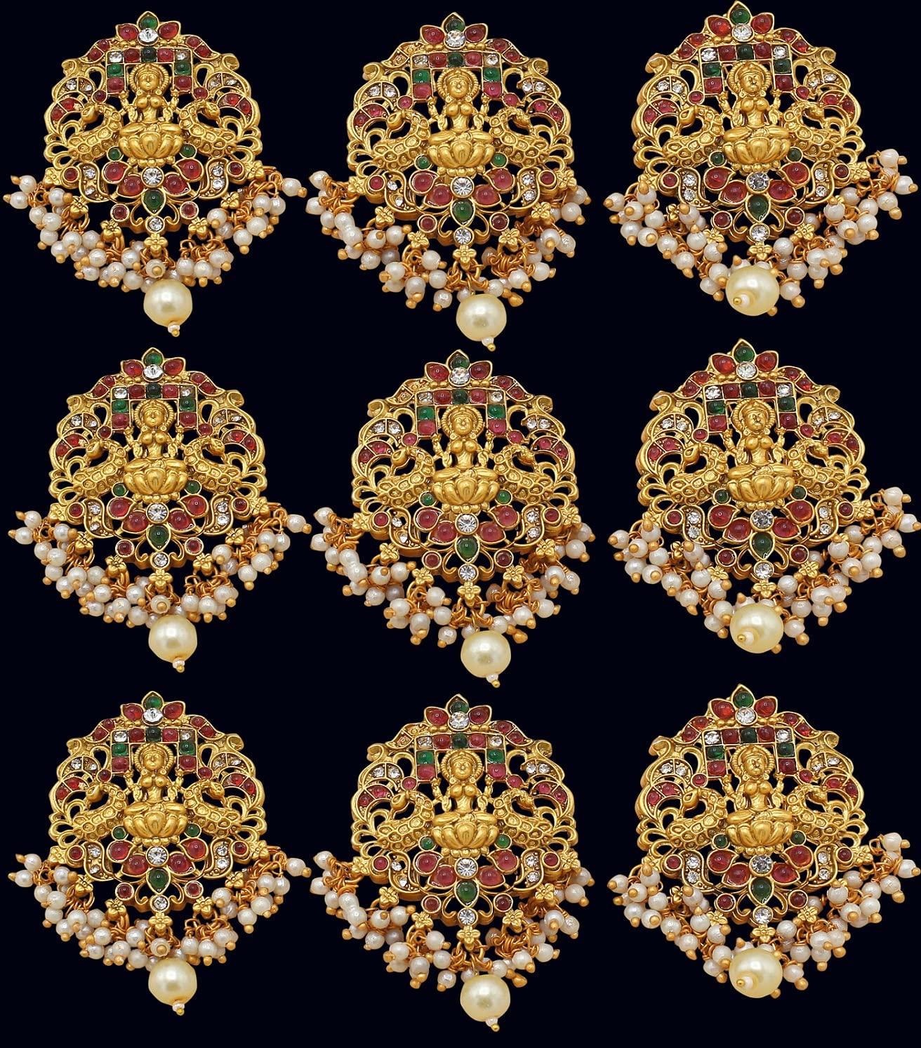 Samyuktha Samyuktha Jadai Hair Pin Indian Southern Bling Hair Jewelery Choti Jadai Billai Indian Hair pin Hair Decoration,Hair Brooch with Hook Wedding Bridal Jewellery for Women_Model No-6209 A