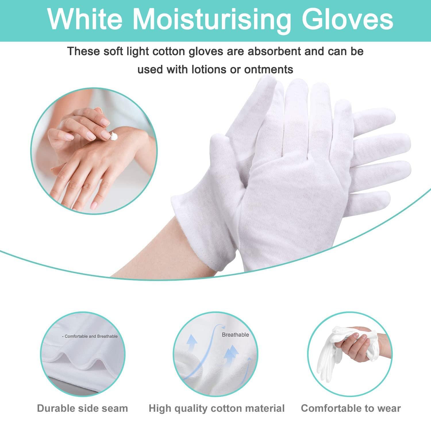 HJDHS Cotton Gloves Kids 24pcs Soft White Gloves Moisturizing Eczema Gloves for Dry Hands SPA Inspection (Small)