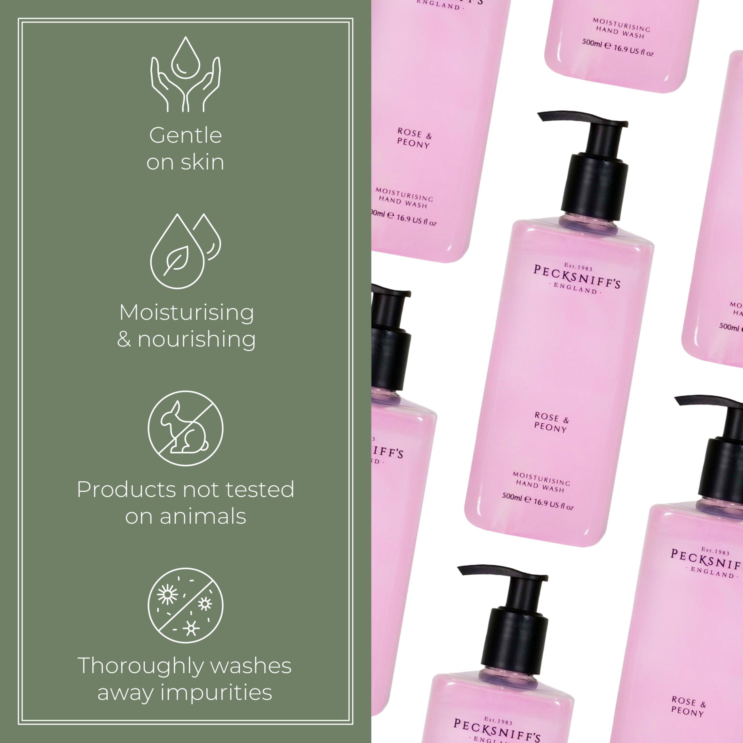 Pecksniff\'s Pecksniff\'s Moisturizing Hand Wash - Vitamin B Enriched, Natural & Gentle Cleanser, Luxurious Hand Wash 500ml/16.9 fl oz (Rose & Peony)
