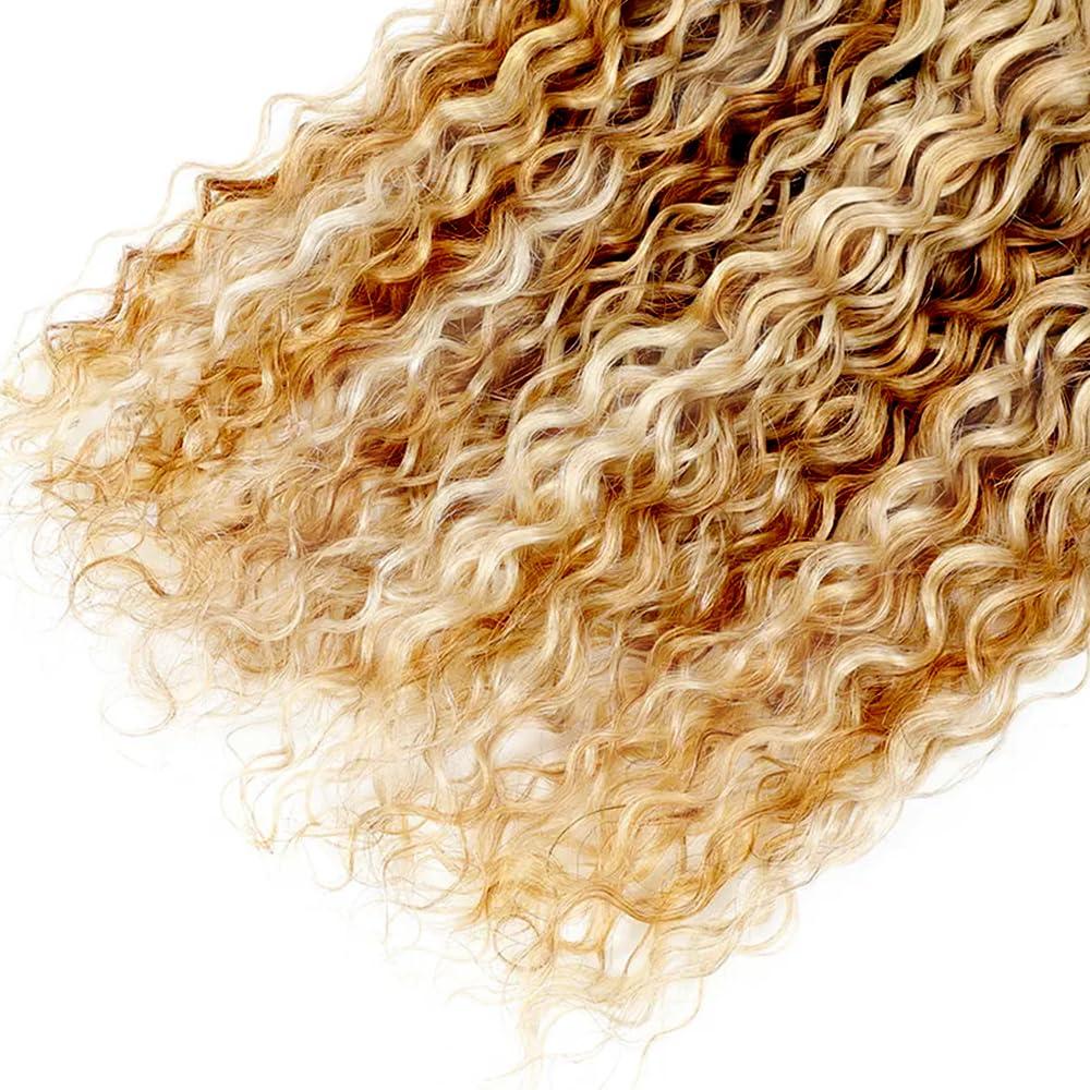CnumGunm 26 26 26 Inch P30/613 Human Hair Bundles #30 Water Wave Human Hair Bundles 613 Human Hair Bundles Two Tone Light Brown and Blonde Bundles Peruvian Virgin Hair Weave