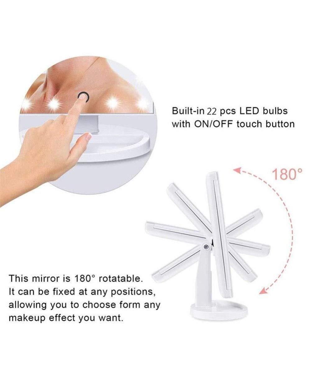 TEmkin TEmkin Gold Touch-Screen Makeup Vanity Mirror with Adjustable Lights, 180 Rotation, and Multiple Magnification Options