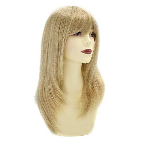 LHC Hand-Tied Mono Top Wig Brown Blonde Straight Synthetic Hair Monofilament Wigs (#P613)