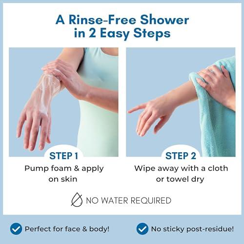 Nurture Valley Nurture Rinse Free Waterless Foaming Cleanser | Women, Camping, Elderly & Hospital Care | Waterless Shower & Bath Wash w/Aloe for Sensitive Dry Skin