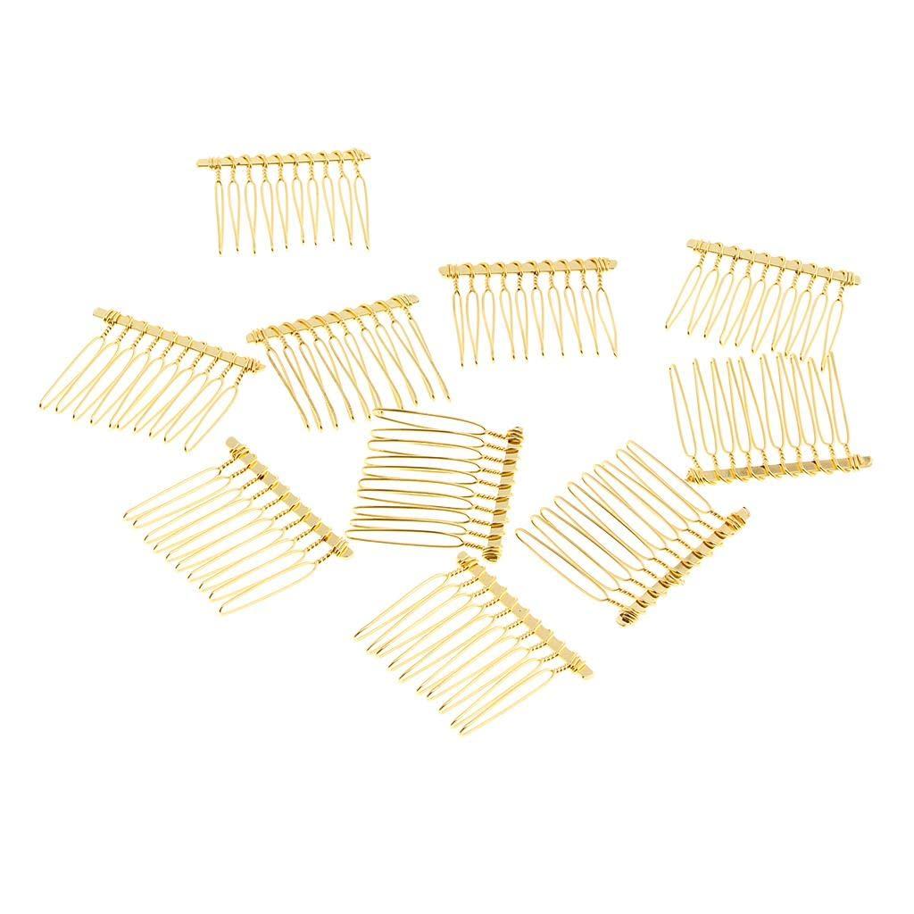 APLVFFZH 10Pcs Metal Hair Comb Slide Side Combs Hair Clip Hair Jewelry Decor, Gold