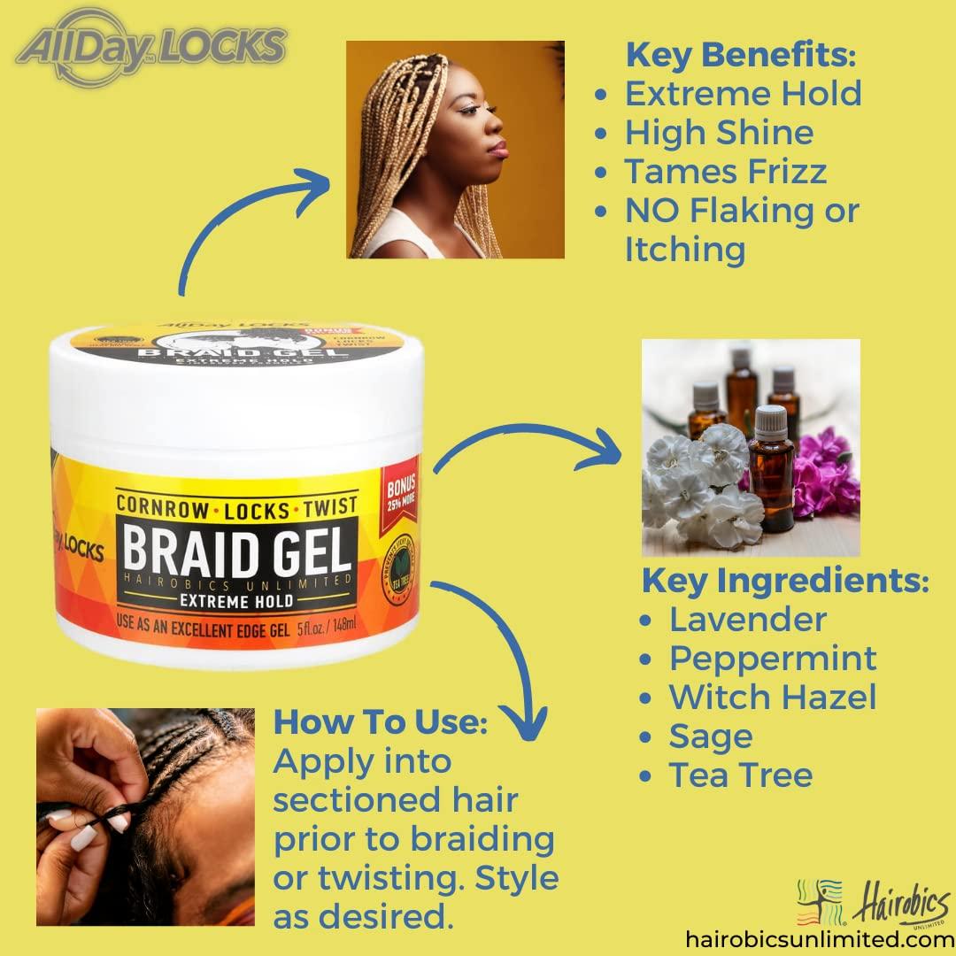 AllDay Locks AllDay Locks Braid Gel (5 oz) & Braid Foam (8 oz) Bundle | Extreme Hold, Easy to Use, No Flaking | Style, Shine, Frizz Control for Braids, Locks, Twists, Cornrows
