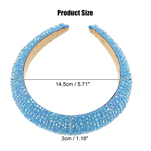 VOCOSTE VOCOSTE Rhinestone Headband, Bling Padded Hairband Sparkle Faux Crystal Headbands Hair Accessories for Women, Sky Blue, 1.18 Inch Wide
