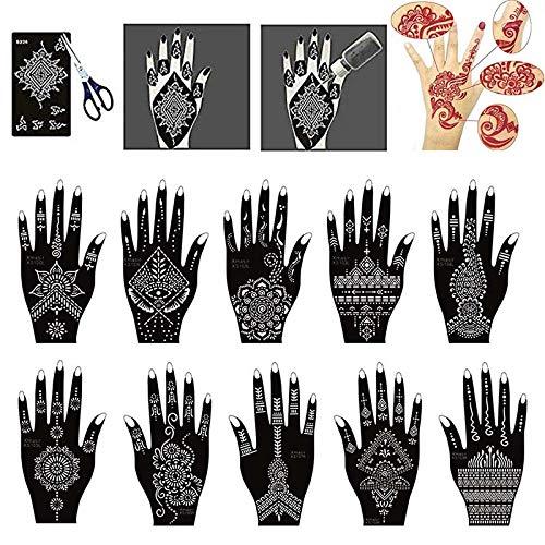 XMASIR Xmasir Henna Tattoo Stencils Kit Pack of 22 Sheets, Temporary Tattoo Templates Indian Arabian Tattoo Sticker for Hands Body Art