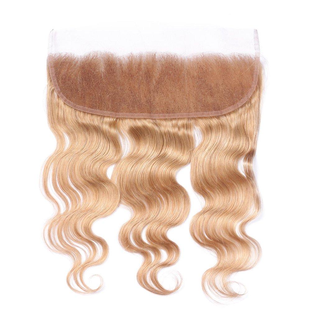 Tony beauty hair Tony Beauty Hair Honey Blonde Full Lace Frontal Closure With Bundles #27 28" 28" 30" 3 Bundles Malaysian Hair Bundles Body Wave And 24" Lace Front Closure Blonde