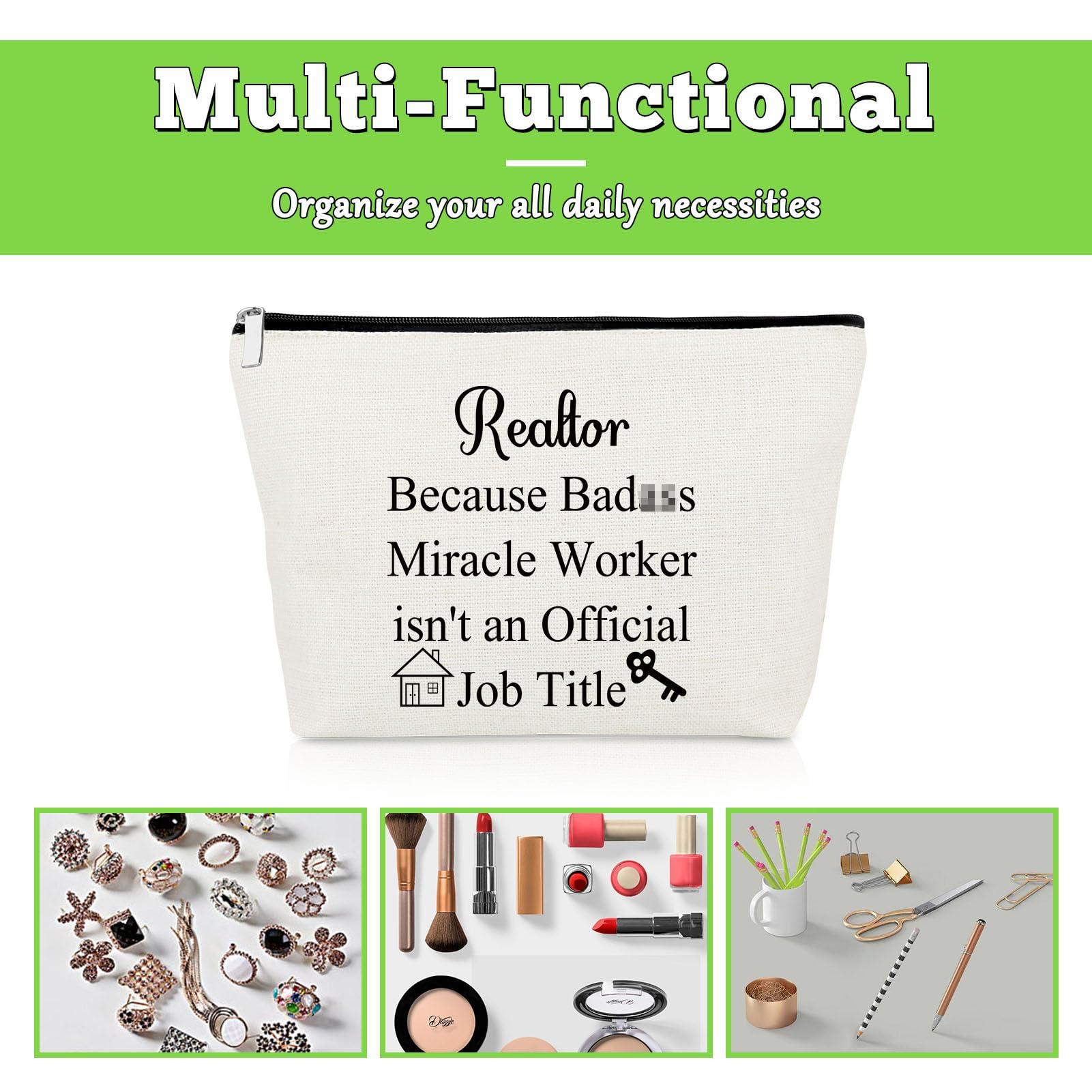 Gevody Gevody Realtor Gifts for Women Thank You Realtor Gifts Closing Makeup Bag Real Estate Agent Cosmetic Bag Appreciation Present for Seller Salesperson Broker Christmas Birthday Travel Cosmetic Pouch