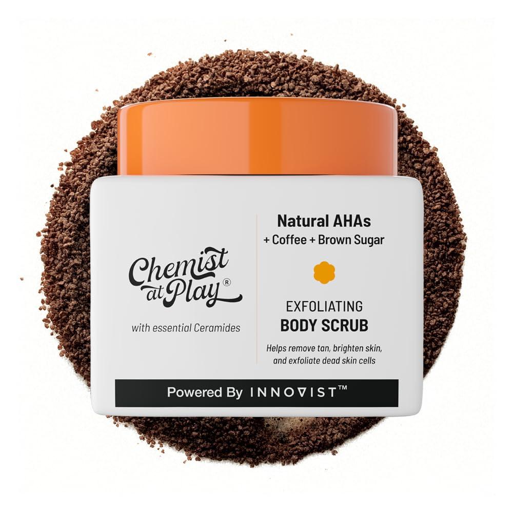 Chemist at Play Chemist at Play Exfoliating Body Scrub For Removing Tan & Dead Skin Cells | Rough & Bumpy Skin, Tanned & Pigmented Skin | For Smooth, Soft & Bright Skin | Natural AHAs | Coffee 2.6 fl oz.