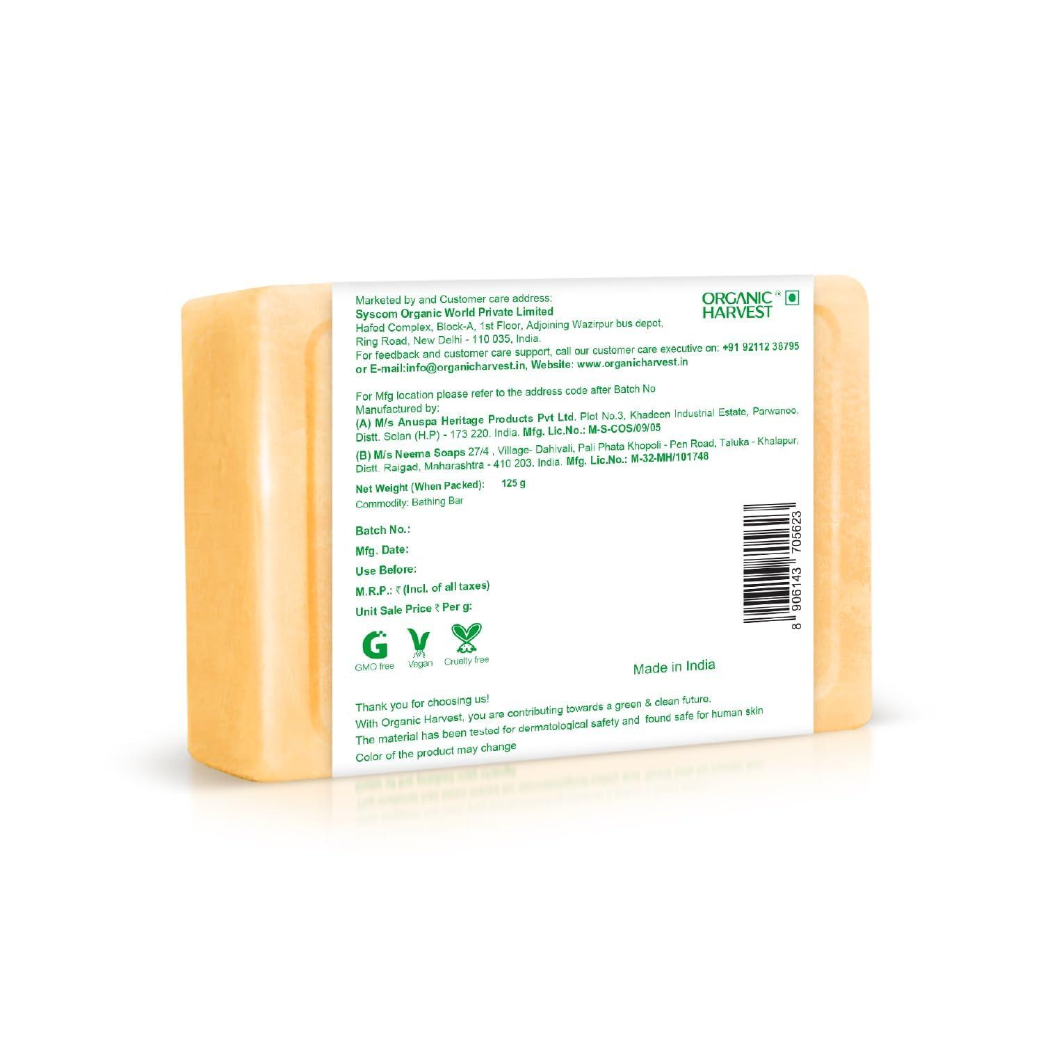 Generic Organic... Harvest Luxurious Bathing Bar: Sandalwood & Saffron | Sandalwood & Saffron Bar Soap for Gentle Cleansing | 100% American Certified Organic | Sulphate & Paraben-free, 125gm (Pack of 3)