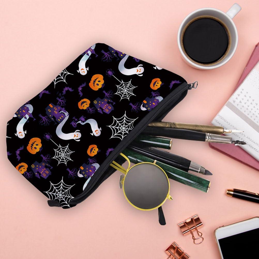 LOGOFUN LOGOFUN Halloween Cosmetic Bag Bat Pumpkin Ghost Spider Web Makeup Bag for for Women and Girls Portable and Waterproof Travel Toiletry Bag with Zipper