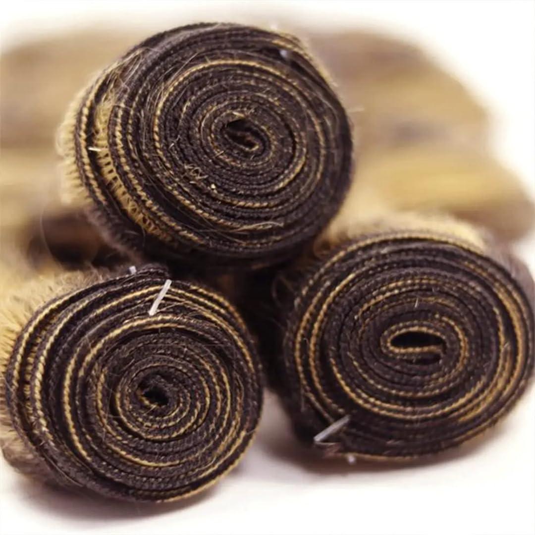 Wjnvfioo Bundles Frontal Body Wave Bundle Lace Frontal Closure Natural Brazilian Human Hair P4-27 18 20 22 Closure 16#13\" x 4\"#Remy Hair