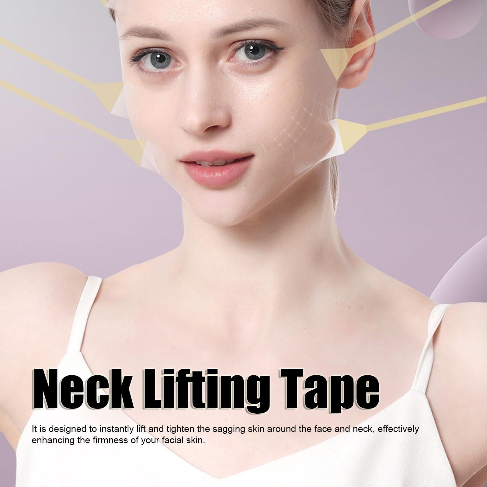 Agatige 4pcs Face Neck Lifting Tape, Instant Invisible V Face Lifting Stickers Neck Tightening Tape Wrinkle Patches with 20pcs Replacement Tapes for Facial Wrinkles Saggy Skin