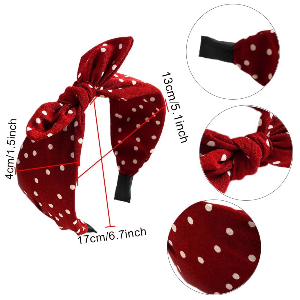 HUANMAYE HUANMAYE 6Pcs Boho Headband for Women Knotted Bow Hairbands Fabric Elastic Hair band Accessories Rabbit Ear Hair Bands Wide Turban Headwraps for Adult Women (6RPoint)