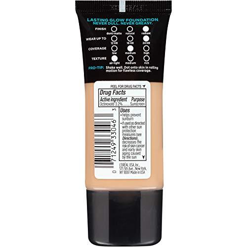 LOral Paris L\'Oreal Paris Makeup Infallible Up to 24HR Pro-Glow Foundation, 205 Natural Beige, 1 fl; oz. (Pack of 4)