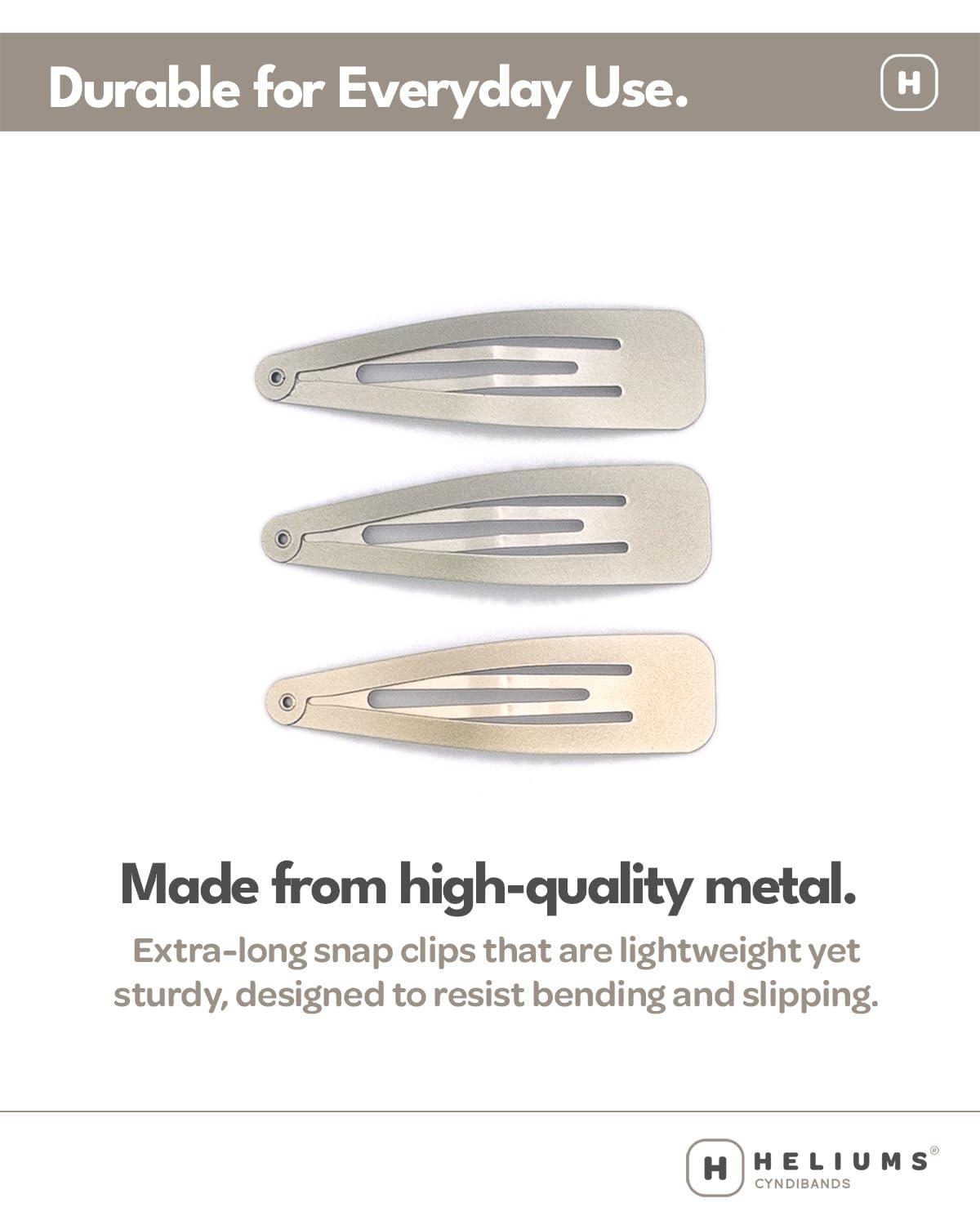 Heliums Heliums Large Snap Hair Clips - Dark Brown - 2.7 Inch Metal Hair Barrettes for Women, Metallic Snap Clips - 8 Count