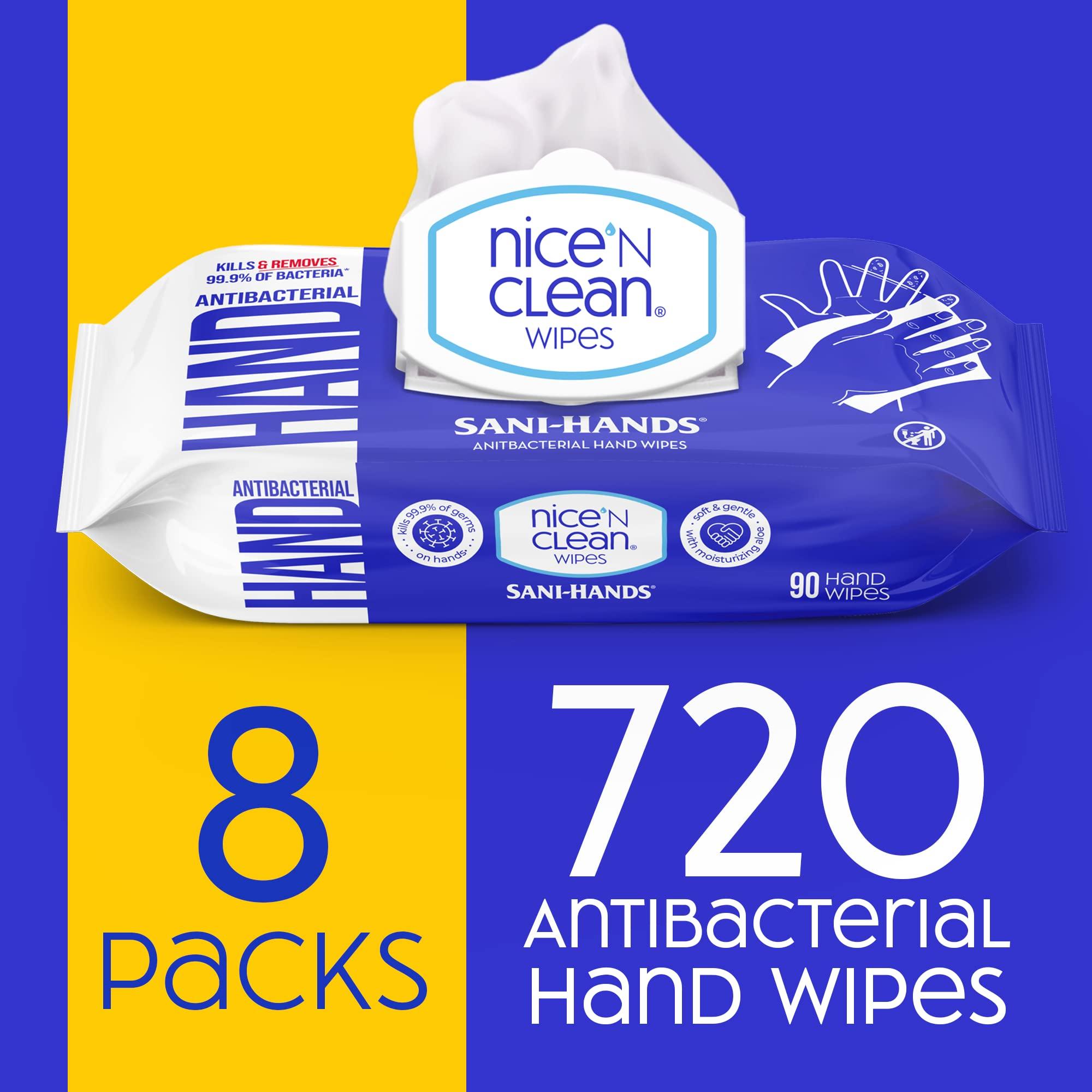 Nice 'N Clean Nice 'N CLEAN Sensitive Skin Wet Hand Wipes 90ct (8-Pack) | Infused with Aloe | Hypoallergenic Wipes More Effective than Gel