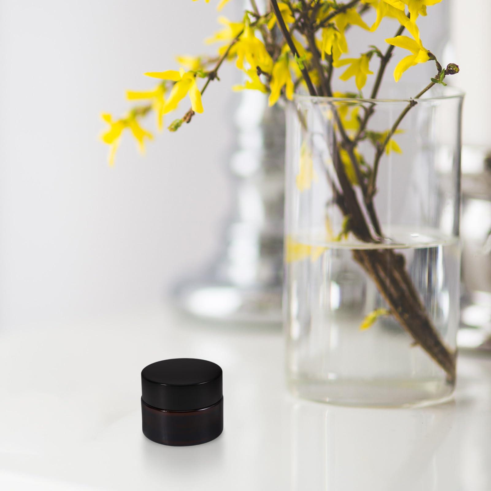 BUGUUYO BUGUUYO Body Butter Containers Cream Jars Travel Size 6pcs Skincare Jars Black Caps Refillable