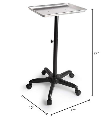 DYRABREST Professional Mobile Beauty Trolley Cart - Aluminum Salon Tray with Silent Wheels, Multi-Functional Rolling Station for Tattoo, Hairdressing & Nail Salon Equipment Storage, (Sliver)