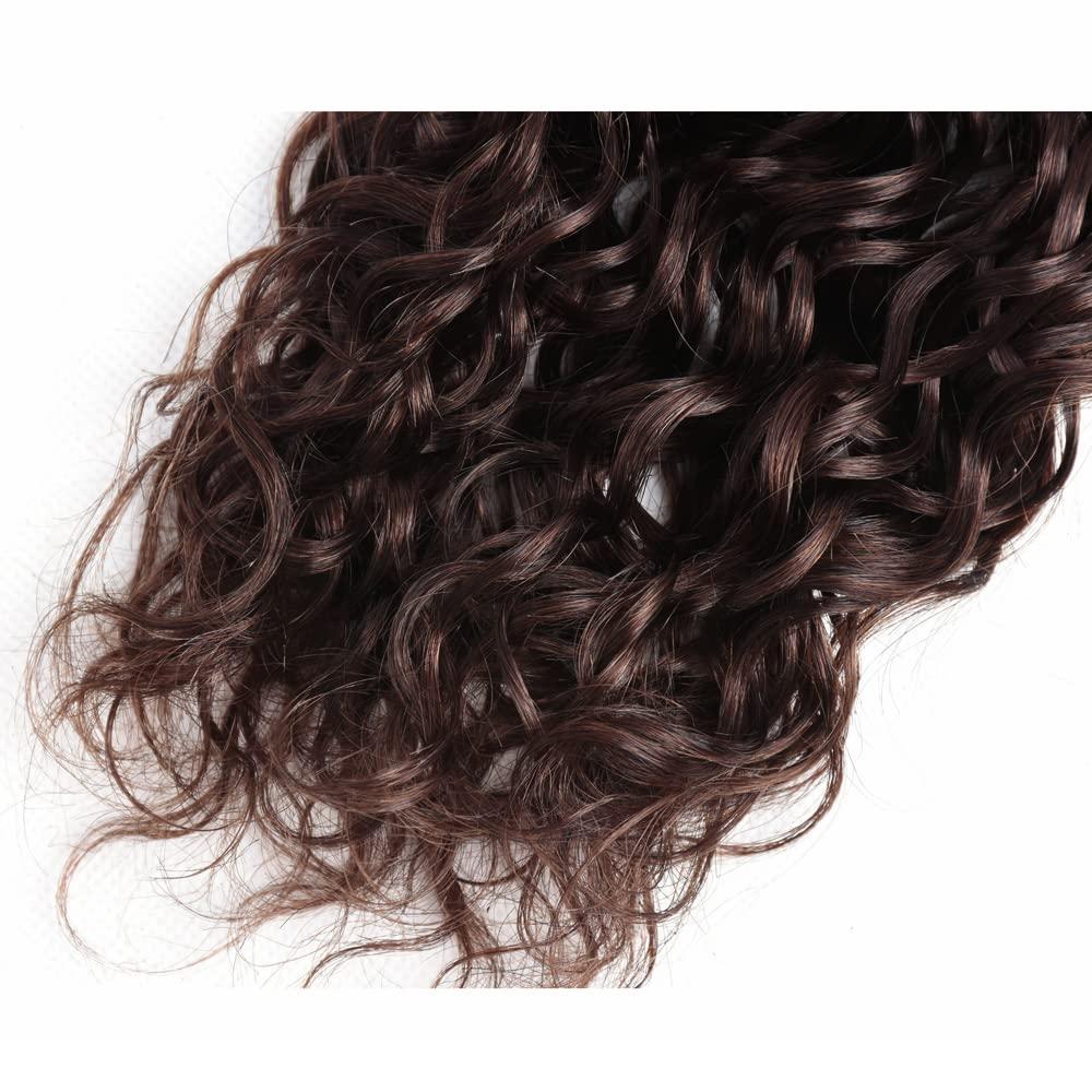 WuvuSnm Color #4 Bundles Brown Kinky Curly Human Hair Bundles Brazilian Unprocessed Virgin Hair 1 Bundle 28 Inch Light Brown Curly Bundles Human Hair Weave for Black Women Brown Bundles
