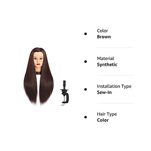 HEADFIX Headfix 26"-28" Long Hair Mannequin Head Stnthetic Fiber Hair Hairdresser Practice Styling Training Head Cosmetology Manikin Doll Head with Clamp (6F1919LB0420)