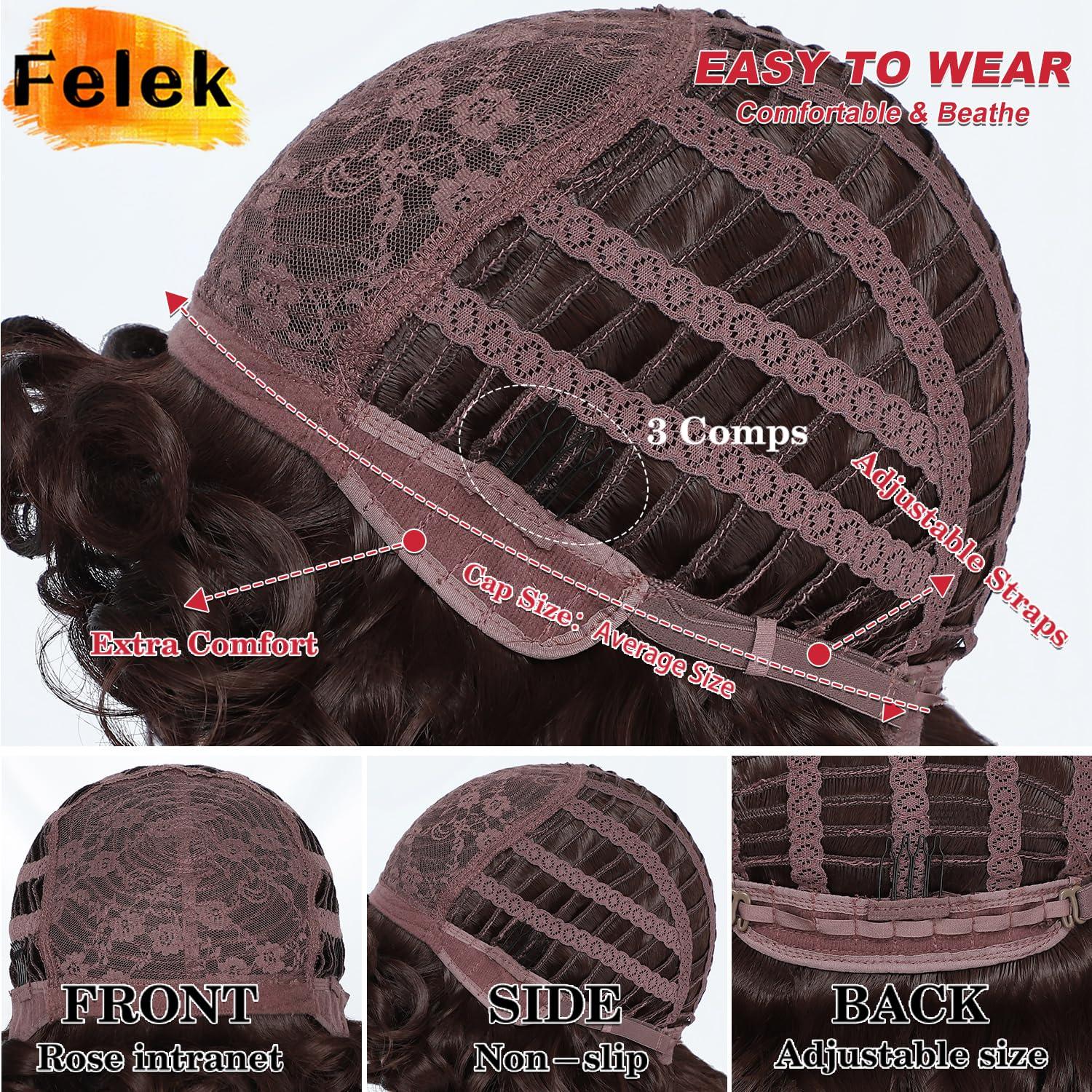 Felek Felek Short Curly Afro Wigs with Bangs for Black Women Short Burgundy Afro Big Curly Wigs for Women Synthetic Heat Resistant Cute Bouncy Loose Curly Wigs for Black Women 250g (14 Inch, BUG)