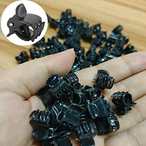 plplaaobo mini hair clipsHair Claw Clips, 100PCS Black Hair Clips, Mini Plastic Small Claws Hair Clip Non Slip Clamps Stylish Jaw Clips Hair Clamps Hair Accessories for Girls and Women