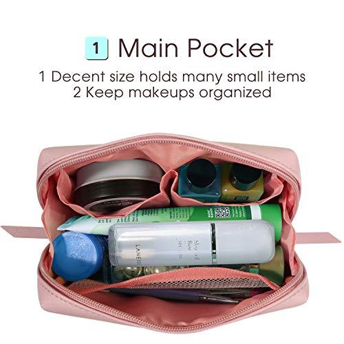 Narwey Narwey Small Vegan Leather Makeup Bag for Purse Travel Makeup Pouch Mini Cosmetic Bag for Women (Small, Pink)