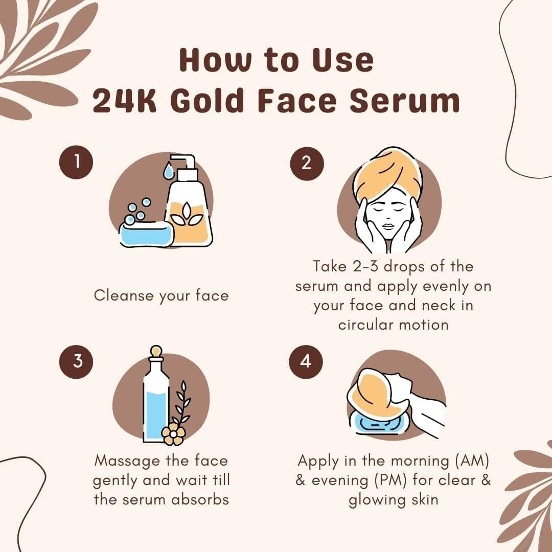 SENTA SENTA ESSENTIA EXTRACTS 24K Gold Face Serum with Vitamin C, Pumpkin Seed Oil, Almond Oil, Rosehip Oil, Orange Extracts, 24K Gold | Hydrates, Primes and Gives Luminous Glowing Skin 15ML Bottle