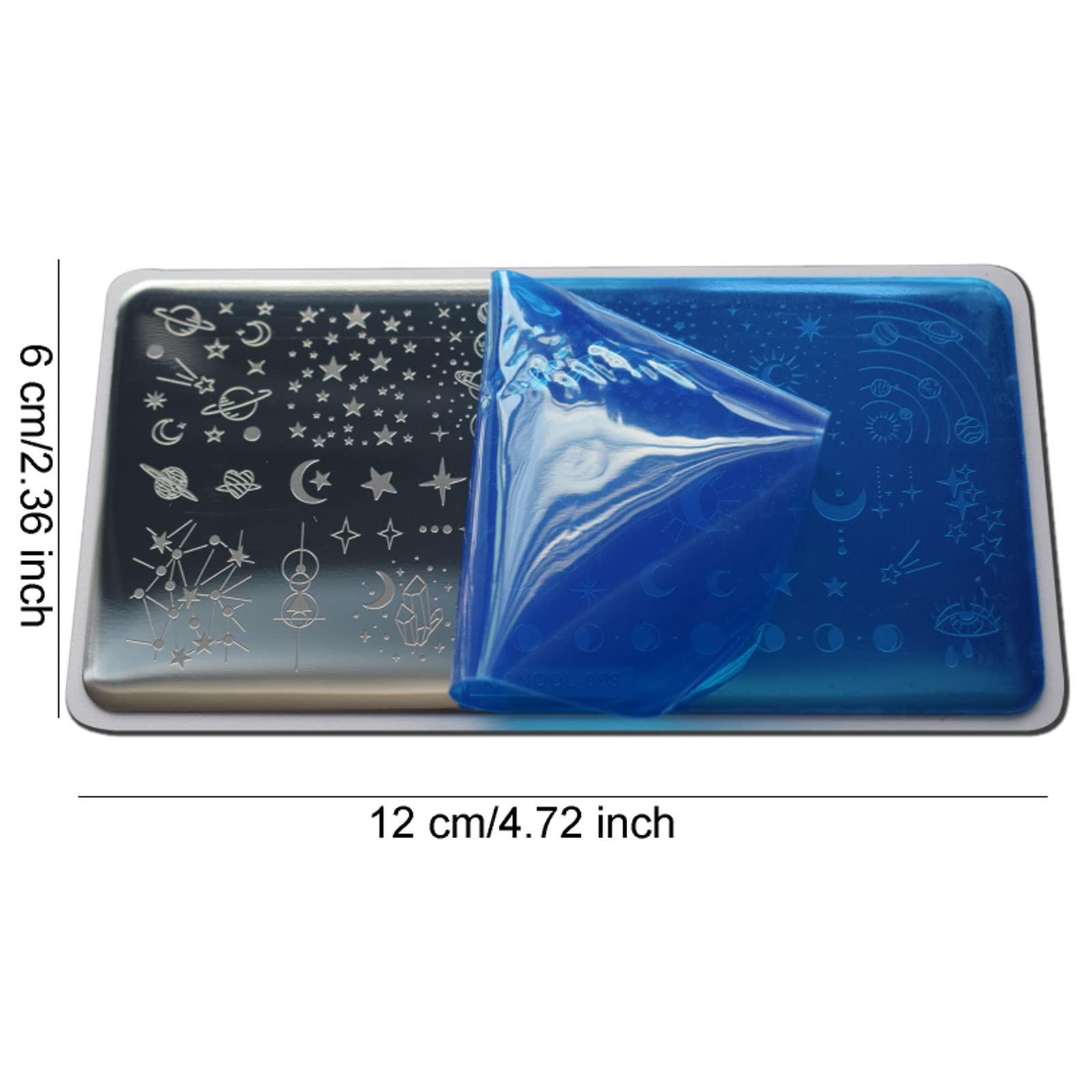 KIANOOL Flower Leaf Nail Stamping Plate 6 Pcs Nail Stamp Plates with Leopard Print Heart Stripe Holiday Nail Stamping Plate Space Star Nail Art Stamping Plates Face Nail Stamper Plate Nail Art Templates