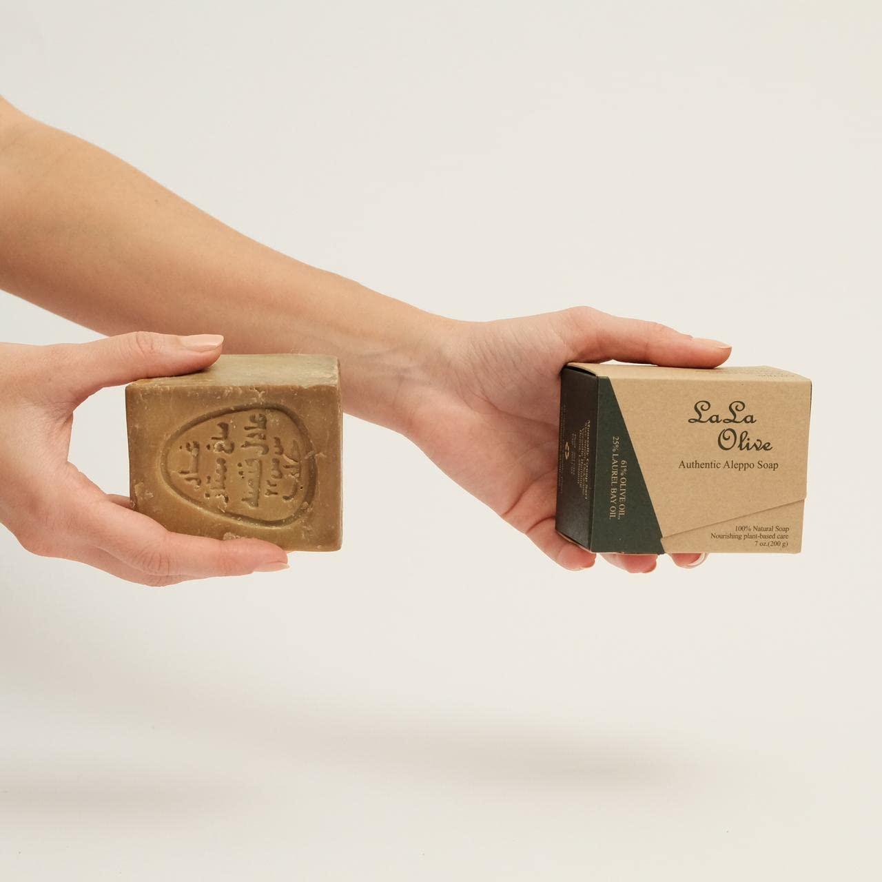 La La Olive Authentic Aleppo Soap 86% Olive Oil & Laurel Oil Bar Organic, Vegan, All-Natural for Body, Face, Hands, Bath and Hair - 200 gr