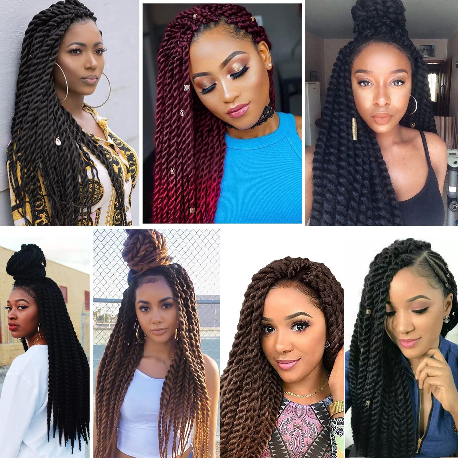 Admutty Havana Twist Crochet Hair 6 Packs 22 inch Crochet Braids Senegalese Twist crochet Hair Jumbo Havana Twist Crochet Braids(4#)