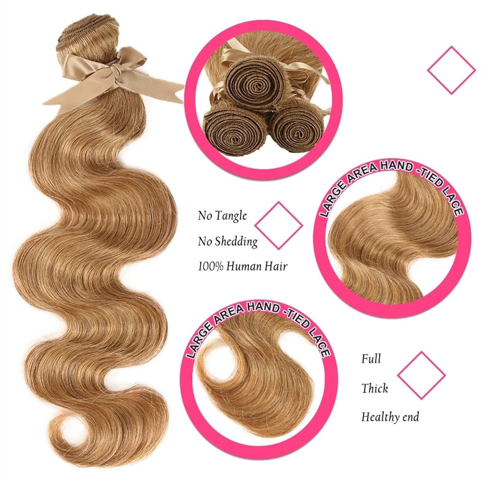 GRFIT Human Hair Bundles Unprocessed Malaysian Body Wave 3 Bundles with Closure Free Part 10-26 Inches Remy Human Hair Bundles with Closure Weave Hair Extensions hair bundle/Hair Extensions (Size : Free Pa
