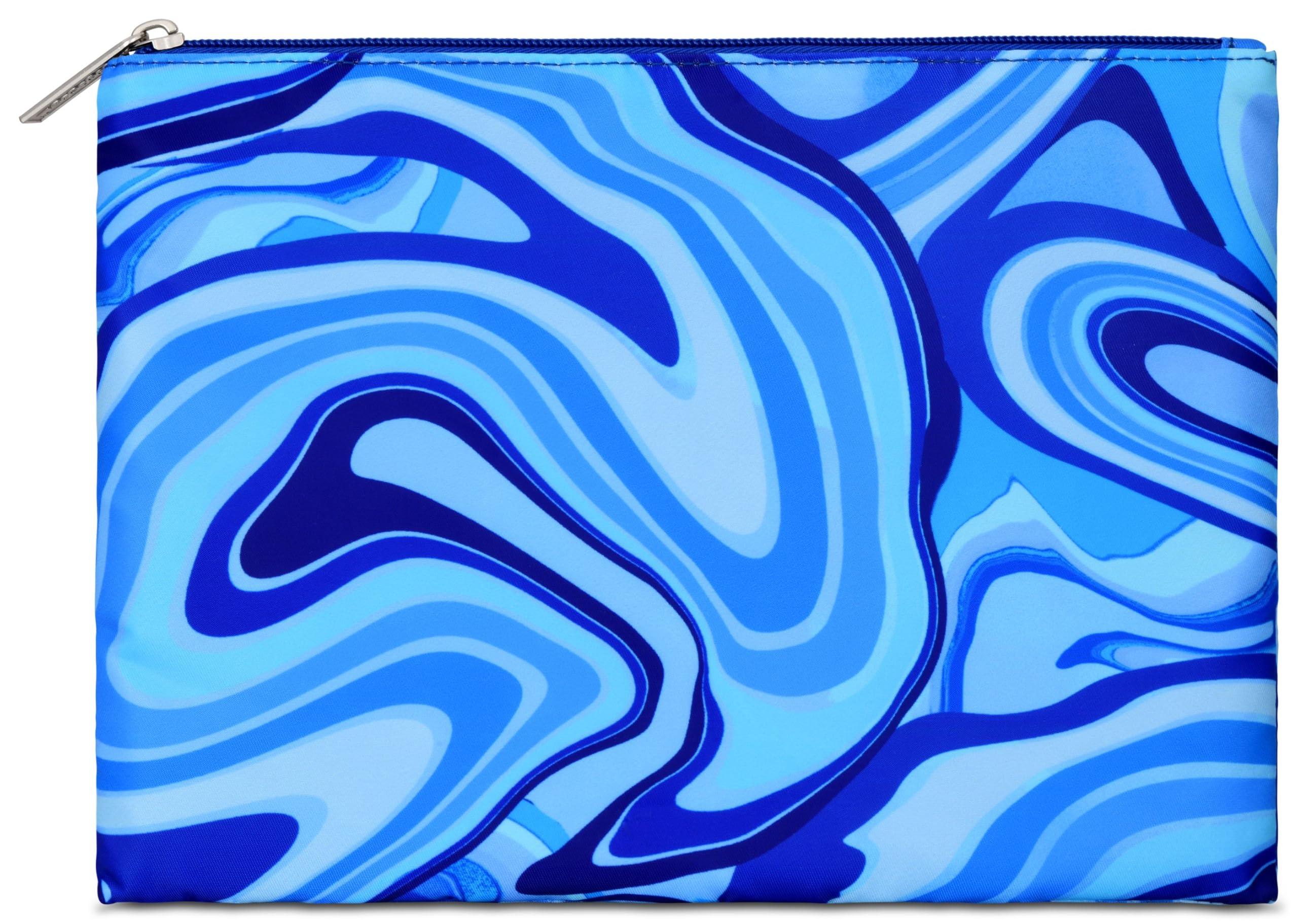 iscream iscream 3-Piece Large, Medium and Small Bag Set for Toiletry and Cosmetic Storage and Travel - Blue Denim Swirl