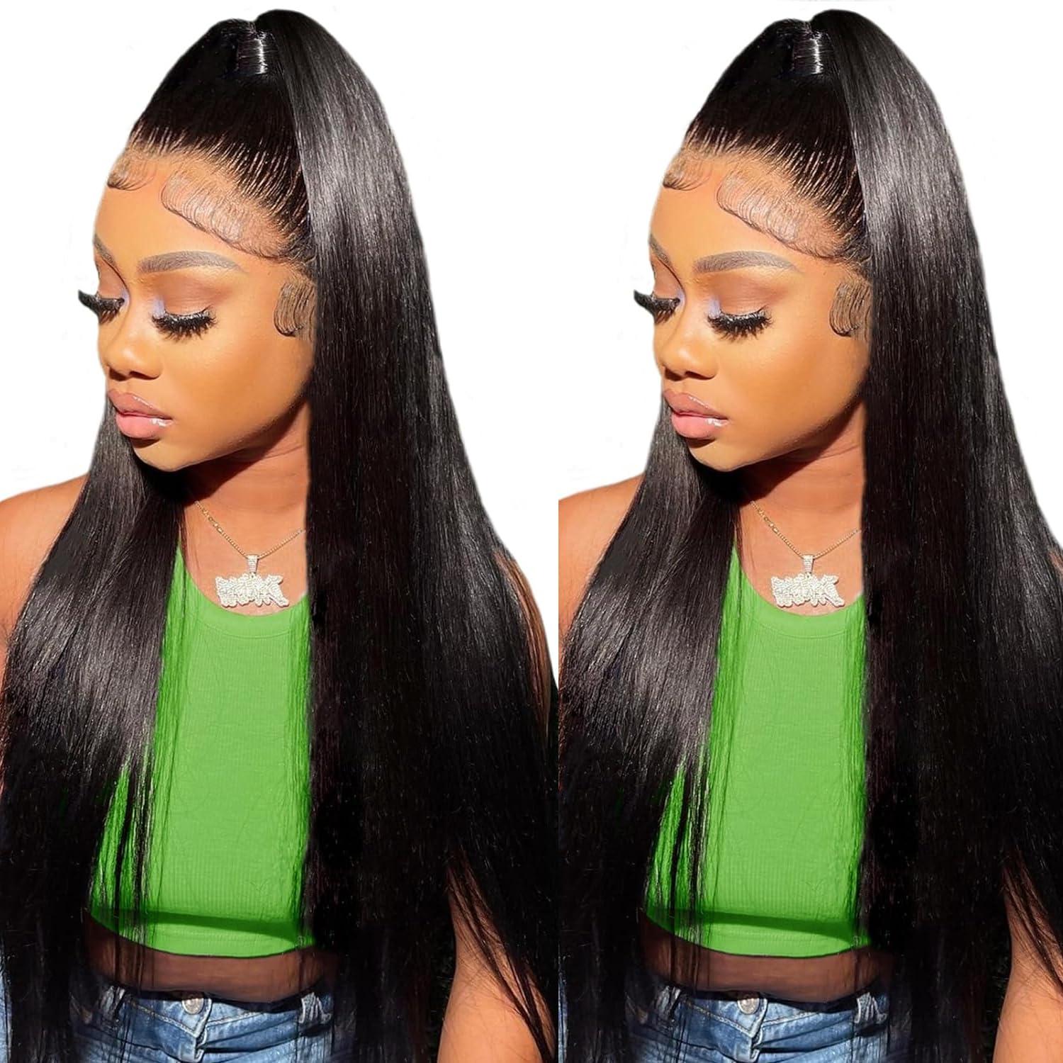 ACIWP ACIWP 360 Lace Front Wigs Human Hair Pre Plucked Straight hd Lace Front Wigs Human Hair Wigs for Black Women 360 Full Lace Human Hair Wig with Baby Hair can make Bun and High Ponytail 24 Inch