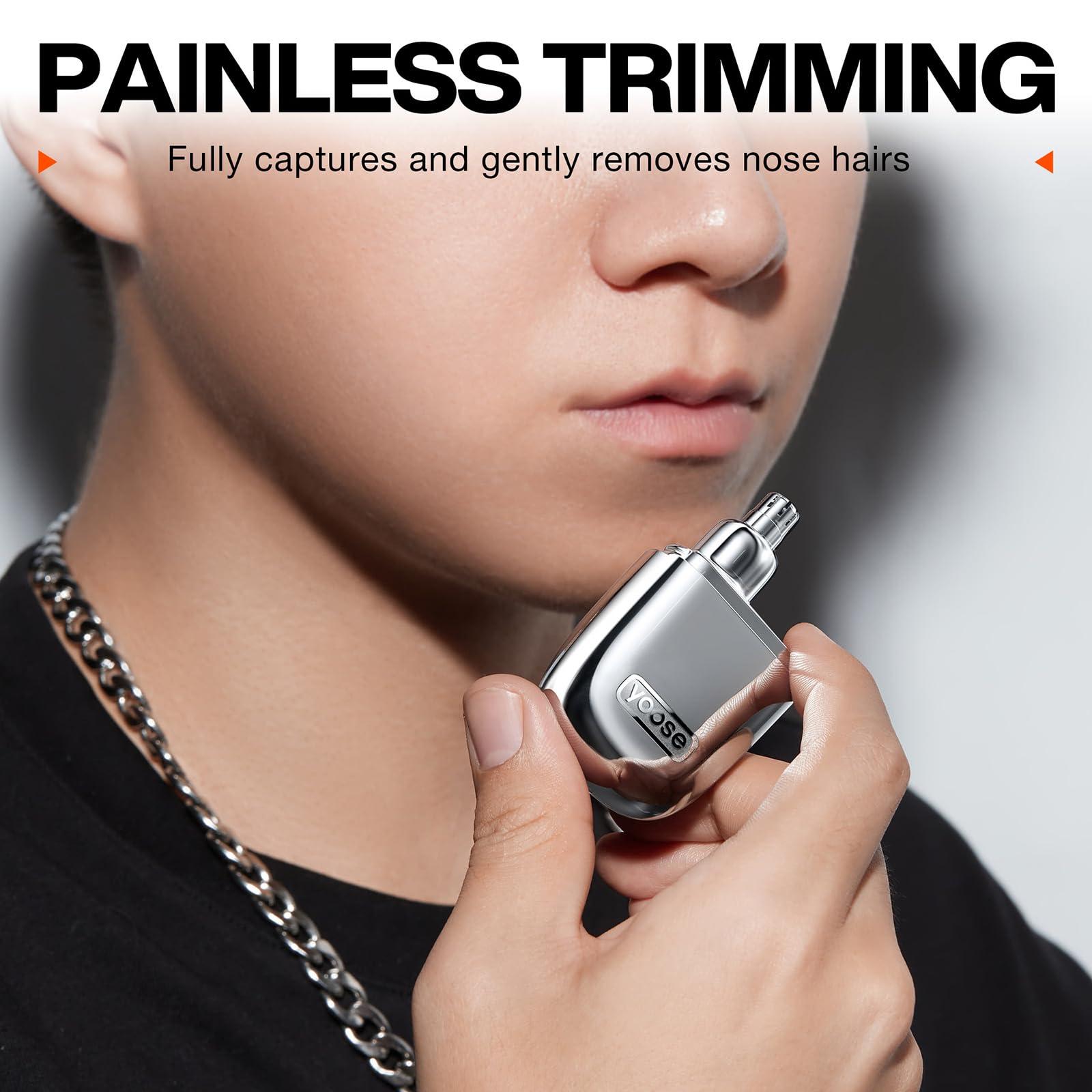 yoose yoose Grooming Bundle: Nose Hair Trimmer and Mini Shaver, Alloy, Portable, Cordless, IPX7 Waterproof, USB-C Rechargeable, Easy Cleaninig, Silver