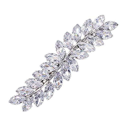 Beaupretty Beaupretty Rhinestone Hair Clips Crystal Leaf Hair Clip Diamond Hair Barrettes Hair Bang Clamp Decorative Alligator Hair Pins For Women Weddings Bridal Hair Accessories Silver