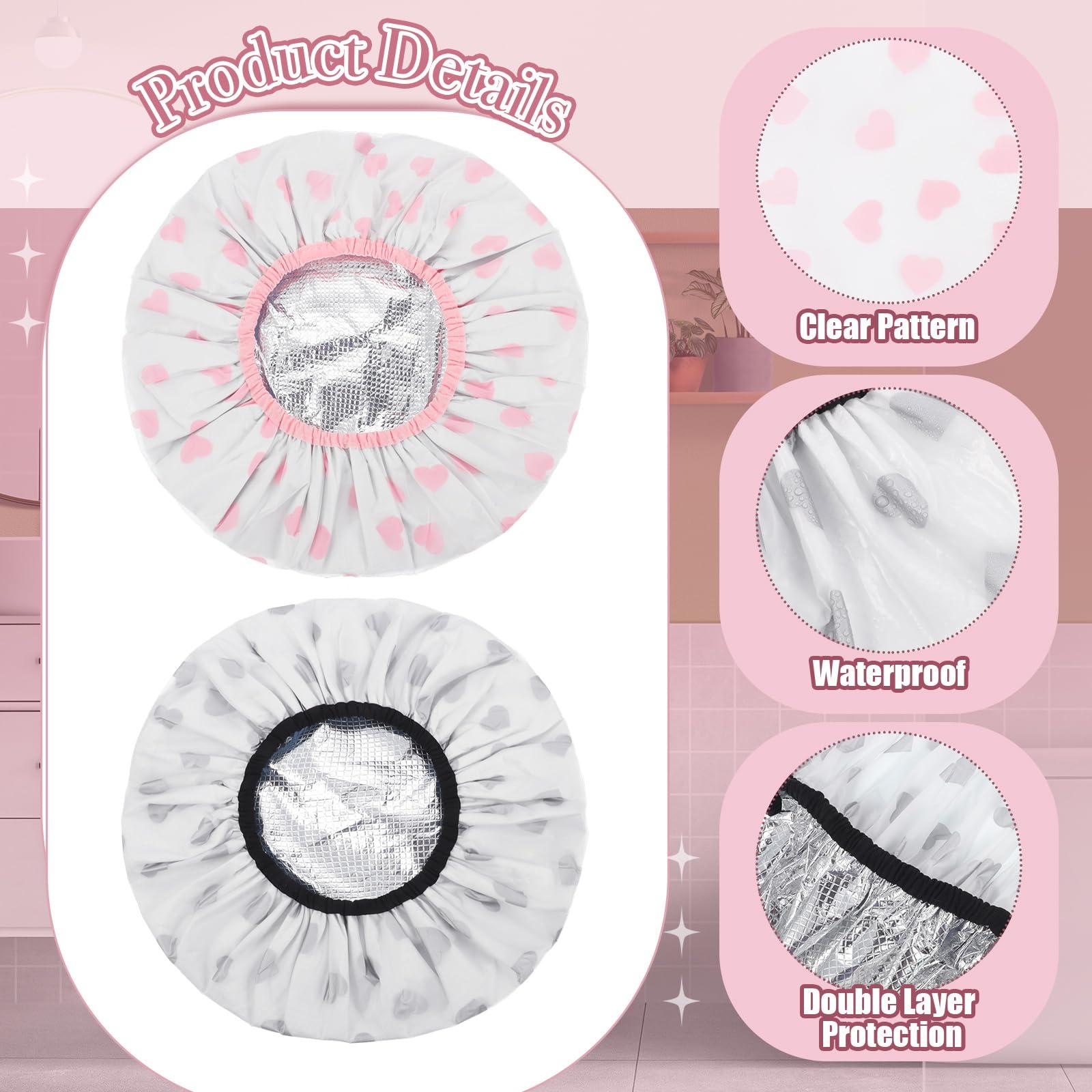 WSICSE 2 Pcs Deep Conditioning Hair Cap, Double Layer Heat Cap Steam Cap Processing Caps Shower Cap for Natural Hair Deep Conditioning